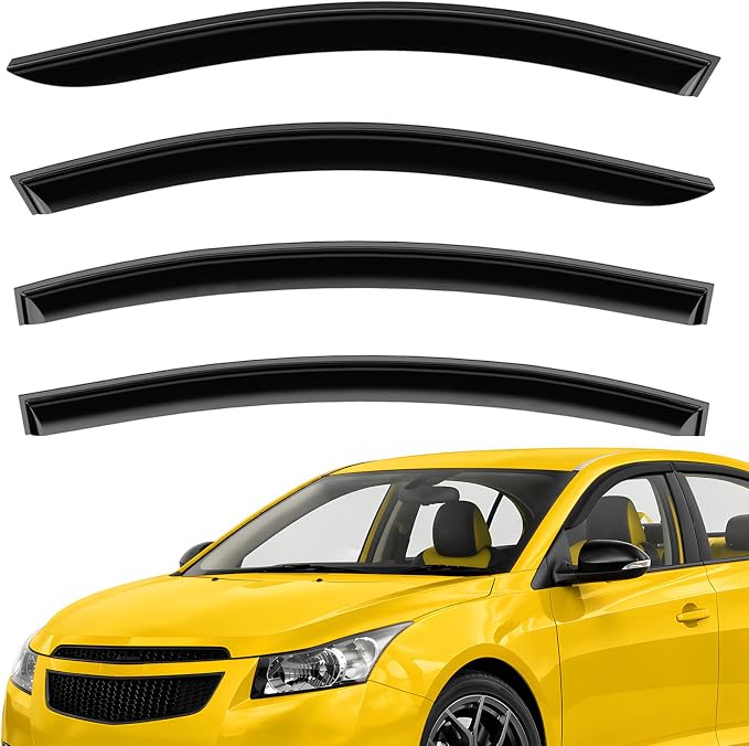 Extra Durable Window Deflectors Tape-On Window Visors Rain Guards Fit for Chevrolet (Chevy) Cruze 2011-2015 Sedan, Sun Visors, Wind Vent for Shades, Exterior Car Accessories - 4pcs. AG0643
