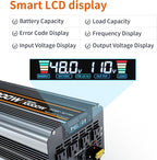 Power Inverter DC 48V to AC 110V/120V Converter with LCD Display, Wireless Controller, Cable Pair,AC outlets USB.RV Travel,Suitable for Camping,and Off-Grid Solar Systems (5000w -48v)