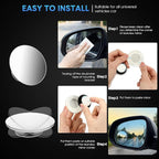 4 Pcs Blind Spot Car Mirror 360 Degree Adjustabe Glass Traffic Safety Rear View Mirror Convex Spot Frameless Adjustable Self Adhesive Angle for Larger Image Exterior Accessories (Round)