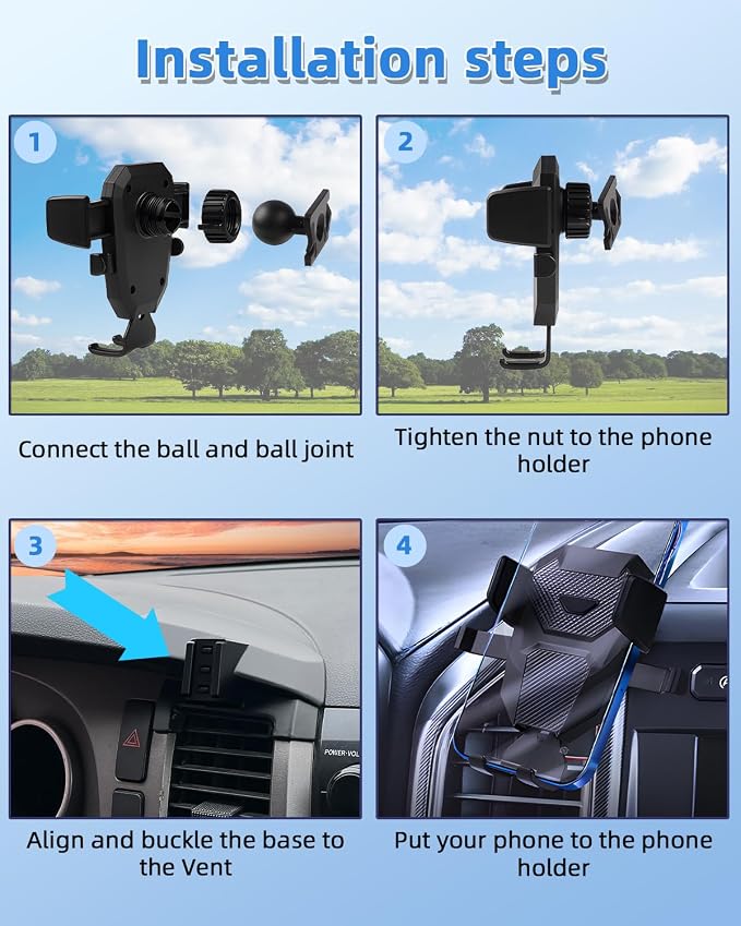 Car Phone Mount for Toyota Tundra 2007 -2013 /Sequoia 2008-2013 Accessories | Custom Air Vent Auto Lock Car Phone Holder for Tundra Fixed Cilp Hands Free 360° Rotation Phone Cradle for All Smartphone