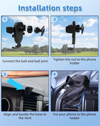 Car Phone Mount for Toyota Tundra 2007 -2013 /Sequoia 2008-2013 Accessories | Custom Air Vent Auto Lock Car Phone Holder for Tundra Fixed Cilp Hands Free 360° Rotation Phone Cradle for All Smartphone