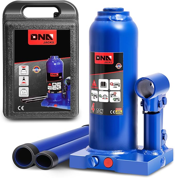 4 Ton / 8000 lbs Lifting Automotive Welded Hydraulic Bottle Jack for Car SUV Pickup, Auto Repair, with Manual Handle & Carrying Storage Case, Blue