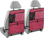 Viva Magenta Red Car Seat Organizer for Kids Backseat Kick Mat with Adjustable Strap Back Seat Protectors for Car SUV Vehicle 2 Pcs