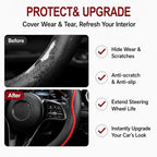 Car Steering Wheel Cover Full Surround - Soft Breathable Anti-Slip Heavyweight Safety Cover, Thick Cushioned Sports Style Universal Fit for Auto Truck SUV (Black/Red)