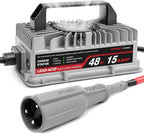 48V 15 AMP Golf Cart Charger for Club Car Precedent & DS Series with 3-Pin Round Plug- Lead Acid Battery