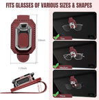 2PCS Sunglass Holder for Car Visor, Faux Leather Eyeglass Holder Clip for Car Sun Visor Organizer, Universal One Handed Operation Sun Glass Hanger, Car Interior Accessories for Women Man