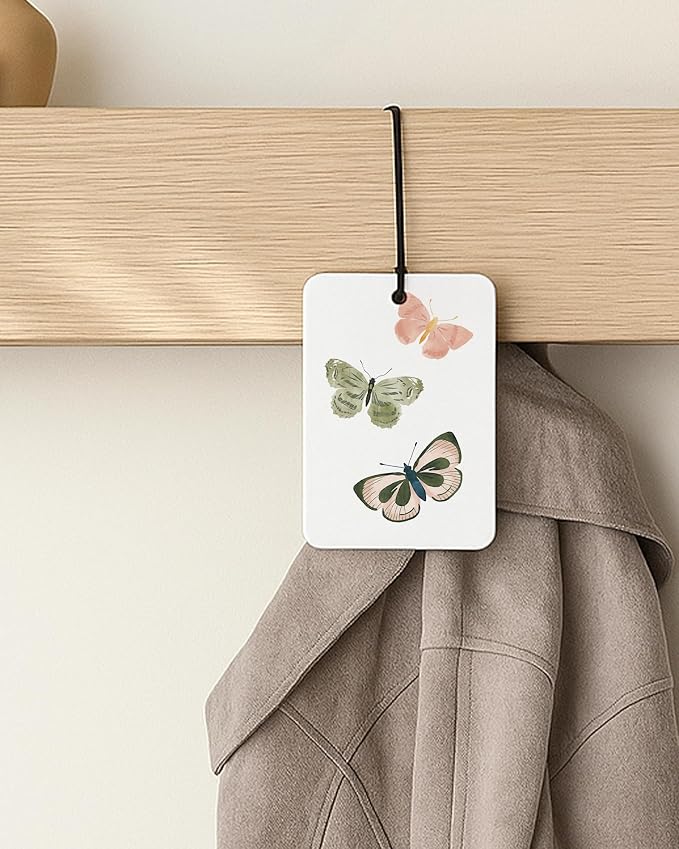 Hello Summer Floral Butterfly Car Air Freshener 4 Pcs Coconut Scented, Cute Car Accessories Mirror Decor for Women, Cottagecore Flower Hanging Air Freshener for Cars Closet Drawer Books