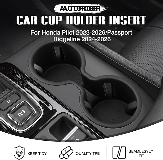 Car Cup Holder for Honda Pilot 2023-2025/Passport Ridgeline 2024-2025 2026 Accessories Water Cup Holders TPE Durable Cup Holder Insert for Pilot