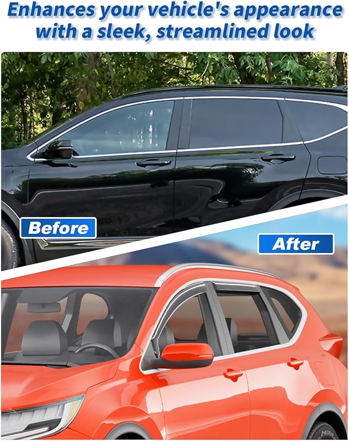 in-Channel Rain Guards Fit for Honda CR-V 2017-2022 Window Rain Guard Extra Durable CRV Window Deflectors Window Vent Visors Vent Shades Exterior Car Accessories-4pcs