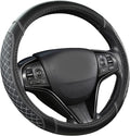 Customized Auto Car Steering Wheel Cover for Toyota Tacoma,4Runner,Tundra,Sequoia,15.5-16 inch(Diamond Quilted-Black+Gray-Large Size)