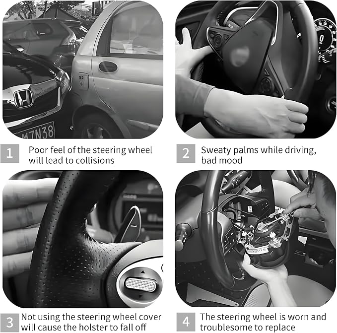 Steering Wheel Covers for Car, Truck, and SUV, Cute Non-Slip Breathable Elastic Steering Wheel, Car Accessories, Universal 15 Inch Leather Cover for Men Women Mountain Landscape