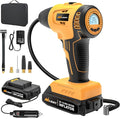 Cordless Tire Inflator Air Compressor Dual Power Supply 20V Rechargeable Battery Powered 150PSI Handheld Air Portable Pump with 12V Adapter Digital Pressure Gauge for Cars Motorcycles