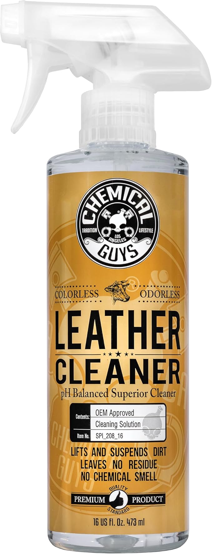 Colorless and Odorless Leather Cleaner - Safe for Natural, Synthetic, Faux, and Pleather, Car Interior Cleaner, Safe for Furniture, Boots, Apparel, & More - 16 oz