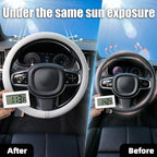 15 Inch Cooling Steering Wheel Cover for Women, Non-Slip Breathable Cooling Car Steering Wheel Cover with Upgraded Silicone Inner Ring Fits Round/D Shape, Warm in Winter Cool in Summer, White Gray