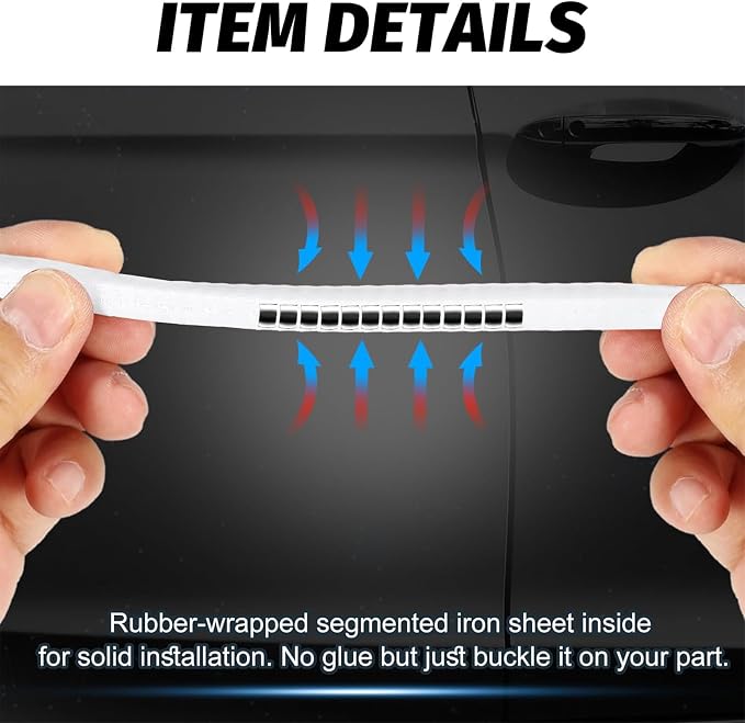 19.7Ft(6M) White Car Door Edge Guards, U-Shape Rubber Door Protector Edge Strip,Easy to Cut No Need Adhesive Fit for Most Vehicles