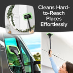 Windshield Wizard Cleaning Tool, AS-SEEN-ON-TV, Cleans Windshields Without Reaching, Microfiber Window Cleaning Device w/Extra Bonnet & Spray Bottle, Long Detachable 16” Handle, Fits in Glovebox