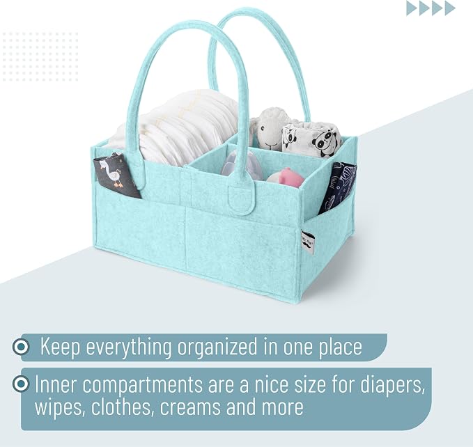 Mr. Pen- Baby Diaper Caddy Organizer, Light Blue | Nursery Storage Bin and Car Organizer for Diapers and Baby Wipes