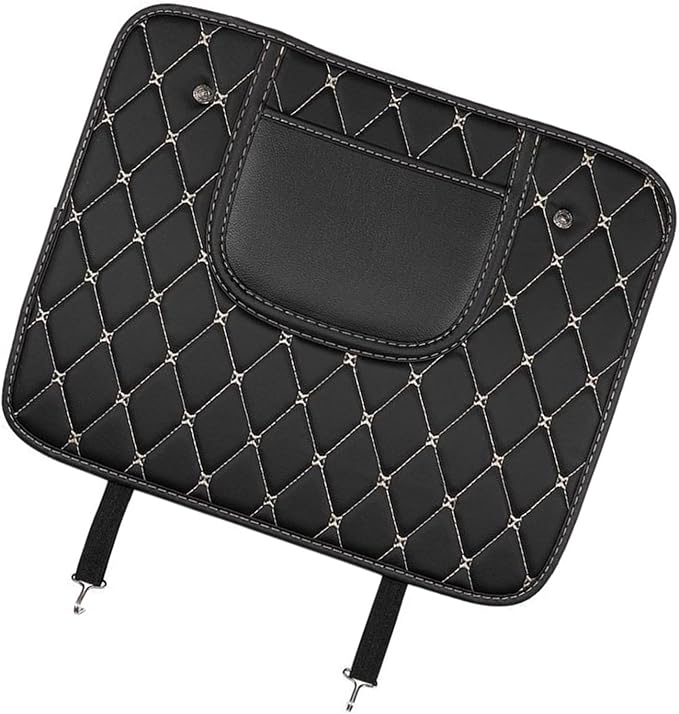 Car Seat Back, PU Leather Rear Seat Protector Kick Mat Cover with a Pocket, Easy to Clean Wear