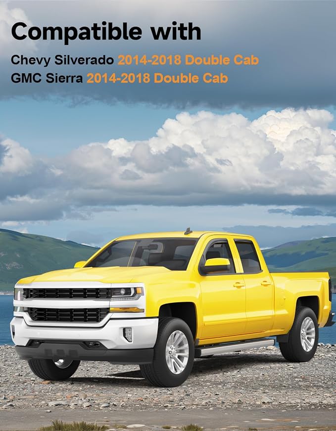 in-Channel Window Rain Guards Fit for Chevrolet(Chevy) Silverado/GMC Sierra Double Cab 2014-2018 Rain Guards Extra Durable Window Deflectors Visors Truck Vent Visors Shades Car Accessories