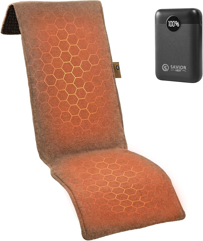 Heated Seat Pad & Cushion with Carbon Nanofiber Heating, NTC Temperature Sensing, 3S Fast Heat, 10-Hour Battery Life, Soft & Anti-Slip, Ideal for Office, Home, Stadium & Outdoor Use