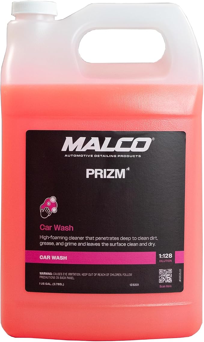 Malco Prizm Car Wash – Hard-Working, High-Foaming Automotive Cleaner/Formulated to Remove Soils and Rinse Away Cleanly/Excellent Cleaning Performance and Value / 1 Gallon (123201)