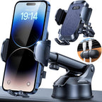 【Upgraded Strongest Suction & Pro Military-Grade】Ultimate Car Phone Mount【360°Rotatable Suction】Cell Phone Holders Truck Stand for Dashboard Windshield Vent for iPhone 17 Pro Max 16 Samsung,Dark Blue