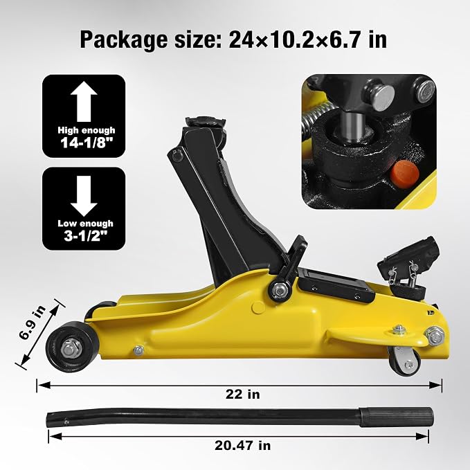 2.5 Ton Trolley Jack with Carrying Case Hydraulic Low Profile Floor Jack for Cars Lift with Single Piston Lift Pump, 5500 lb Capacity…