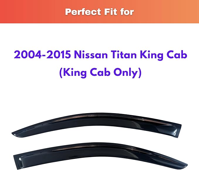 KPY Rain Guards Fit for 2004-2015 Nissan Titan King Cab, Out-Channel Window Visors Vent Wind Deflectors 2PC, Truck Accessories for 04-15 Titan (Extended Cab Only)