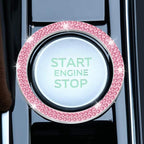 2 PCS Crystal Double Rhinestone Car Engine Start Stop Decoration Ring, Bling Car Interior Accessories for Women, Push to Start Button Cover Sticker, Automotive Decals, Pink