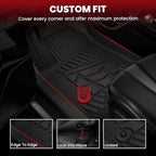 Floor Mats 2014-2018 for Chevy Silverado/GMC Sierra 1500, 2015-2019 2500HD 3500 HD (Double Cab, Bench Seat Only) All Weather TPE Custom Fit Car Floor Liners, with Carpet Floor Only