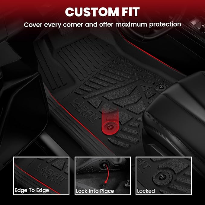 Floor Mats 2007-2013 for Chevy Silverado/GMC Sierra 1500, 2007-2014 2500 HD 3500 HD, Gasoline only, Crew Cab, 1st Row Bucket Seat, All Weather TPE Custom Fit Car Floor Mats (2007 Only New Body)