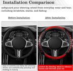 Car Leather Steering Wheel Cover - Carbon Fibre Material, Universal 14.5-15 Inch Leather Anti-Slip Breathable Auto Steering Wheel Covers for Men Women (3D Massage - Sports Red)