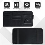 2 PCS Car Visor Organizer, Sunglasses Holder for Car Sun Visor, Leather Sunvisor Organizers with Sunglass Holder & Card Sleeve Pocket, Vehicle Accessories for Most Vehicle, Black