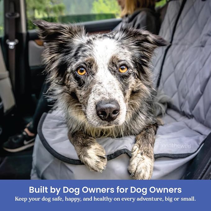 Dog Seat Cover for Back Seat, Heavy Duty Waterproof Rear Seat Protector for Large Trucks, SUVs, Cars - Fits 60/40 Split Bench with Middle Seat Belt, Non-Slip Backseat Cover (Extra Large, Grey)