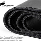 Genuine Leather Steering Wheel Cover, Stitch On Wrap, 15 Inch Steering Wheel Wrap for Car Truck SUV Pickup Boat, DIY Sewing with Needle Thread, Black