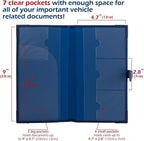 Registration and Insurance Card Holder - Car Organizer - Blue | Vehicle Glove Box Document Organizer, Auto Essential Paperwork Holder for Contact Information Cards, Interior Car Accessories