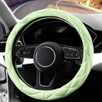 YHONGJT Cute Soft Microfiber Leather Anti-Slip Steering Wheel Cover, Universal 15 Inch for Women Girls, Fit Vehicles, Sedans, SUVs, Vans, Trucks - Neon Green