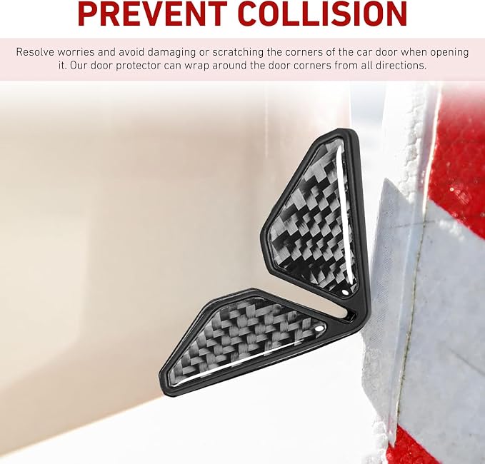 2 PCS Car Door Corner Edge Guards, Anti-collision Carbon Fiber Door Corner Stickers, Self-Adhesive Auto Decorative Edge Protector, Modificative Exterior Accessories for Most Cars (Black #02)