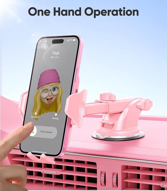 Pink Phone Holders for Your Car, [True Military-Grade Shockproof Strongest Suction Power], 3-in-1 Dashboard Windshield Vent, Truck Boat Stand Cell Phone Mount for iPhone Android All Phones