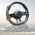 Car Steering Wheel Cover with Comfort Grip, 14.5-15" Carbon Fiber Laser Non-Slip Steering Wheel Protector, Cool Stylish Auto Interior Decor Accessories, Universal for Van SUV Sedan (Gold)