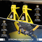 2 Ton Floor Jack with Jack Stands, Heavy Duty Steel Hydraulic Racing Floor Jack with Single Piston Quick Lift Pump, Hydraulic Trolley Service Car Jack, Yellow