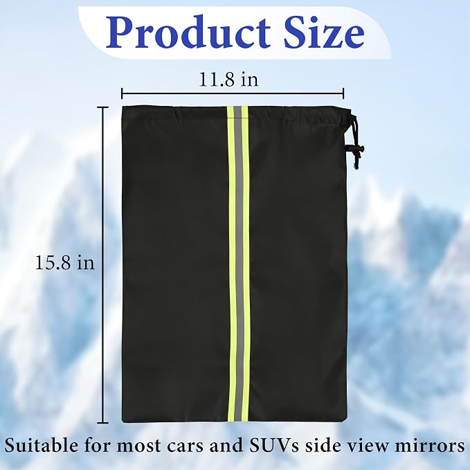 6Pcs Side Mirror Covers for Cars with Reflective Strip, Rear View Mirror Cover Protect from Snow, Winter Car Mirror Cover, Universal Fit for Cars, SUVs, Rearview Accessories with Drawstrings
