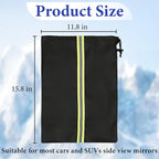2Pcs Side Mirror Covers for Cars with Reflective Strip, Rear View Mirror Cover Protect from Snow, Winter Car Mirror Cover, Universal Fit for Cars, SUVs, Rearview Accessories with Drawstrings