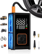 Tire Inflator Portable Air Compressor: 150PSI Cordless Air Pump with 4000mAh Battery, Digital Gauge Auto-Shutoff for Car Tires, Bike, Motorcycle, Balls, Pool Floats & Inflatables