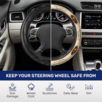 Cream Orange Western Steering Wheel Cover, Polyester Car Wheel Grip, Universal 15 Inch for Cars SUVs Trucks