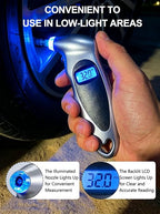 Digital Tire Pressure Gauge 150 PSI, Accurate in 0.1 Increments,1 Pack Tire Pressure Gauge with Backlight LCD, 4 Units (PSI/Bar/Kgf/cm²/KPA) Applicable to Car Truck Bicycle, Silver