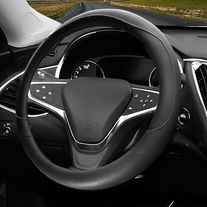Car Steering Wheel Cover for Chevy for Silverado 1500 2500 3500, Tahoe, Equinox,Traverse,Colorado, Automative Accessories for Chevy, Black