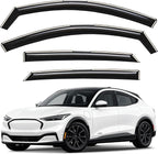GrandWheel Window Deflectors Smoke Tinted in-Channel Side Window Vent Visor Deflectors Rain Guards Compatible with Ford Mustang Mach E 2021-2026 - 4 pcs. GW1045