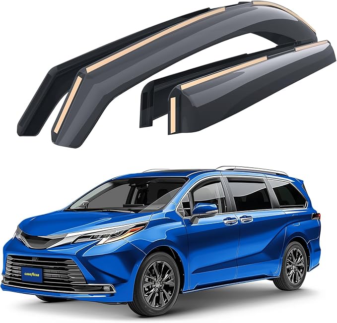 Goodyear Shatterproof in-Channel Window Deflectors for Toyota Sienna 2021-2026, Rain Guards, Window Visors for Cars, Vent Deflector, Car Accessories, 4 pcs - GY008510