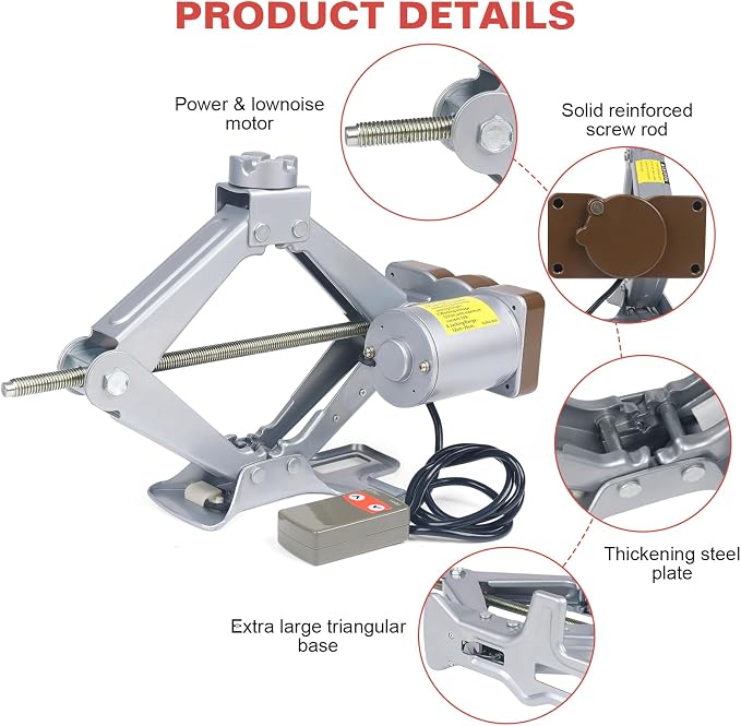 Electric Car Jack 3 Ton Scissor Jack, 12V Electric Portable CarJack, Electric CarJack Kit with Impact Wrench, Scissor Jack for Cars, Electric Floor HydraulicJack for Lifting Cars